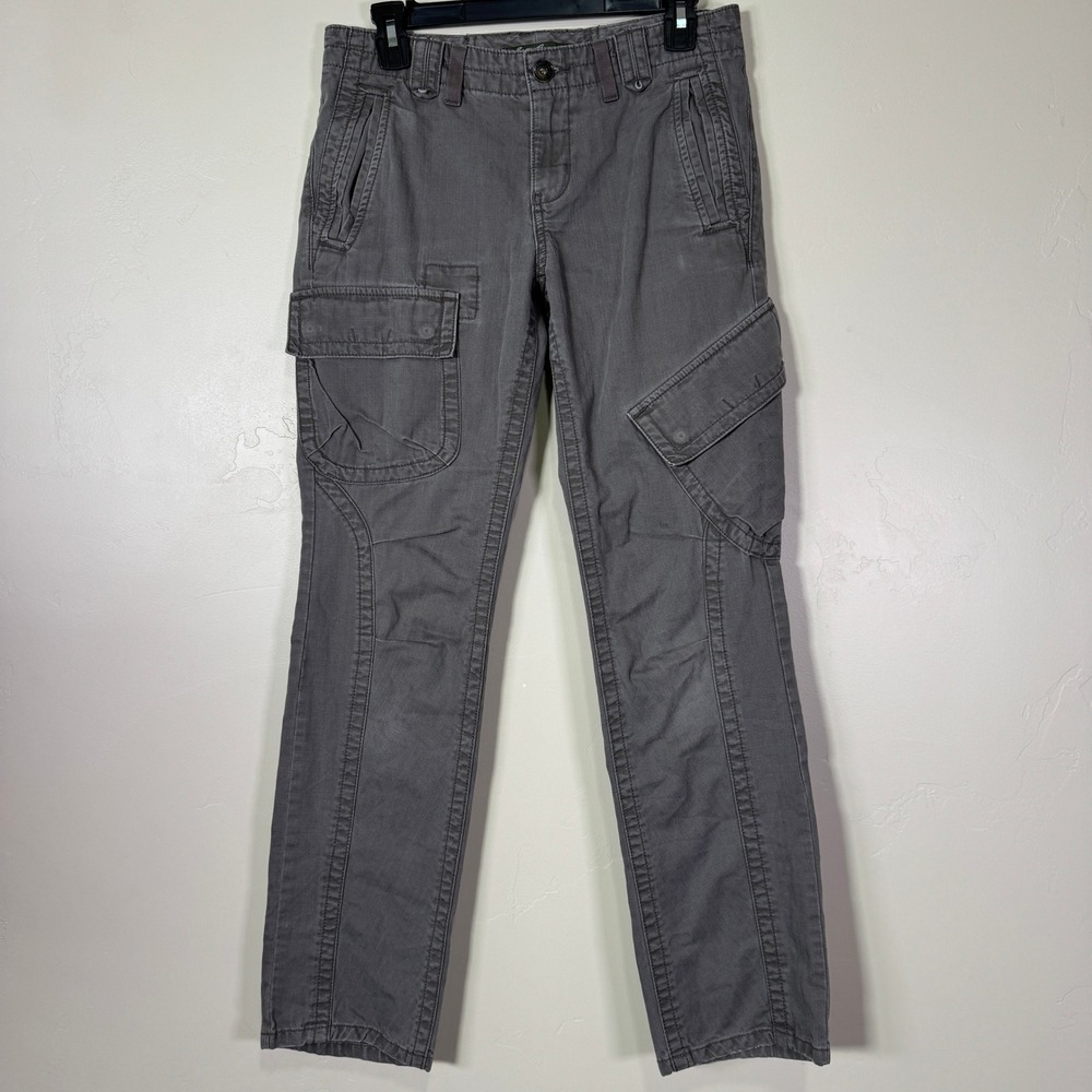 Y2K Eddie Bauer Cargo Pants Women 4 Gray Tactical Utility Roll Hem Cotton